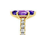 Yellow gold Marquise Cut Solitaire Diamond with Pavé Band and Four-Prong Setting_5