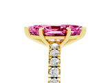 Yellow gold Marquise Cut Solitaire Diamond with Pavé Band and Four-Prong Setting_5