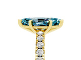 Yellow gold Marquise Cut Solitaire Diamond with Pavé Band and Four-Prong Setting_5