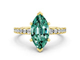 Yellow gold Marquise Cut Solitaire Diamond with Pavé Band and Four-Prong Setting