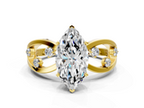 Yellow gold Marquise Cut Solitaire Diamond with Side Stones on Criss-Cross Band and Four-Prong Setting_25