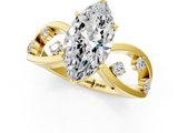 Yellow gold Marquise Cut Solitaire Diamond with Side Stones on Criss-Cross Band and Four-Prong Setting_26