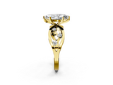 Yellow gold Marquise Cut Solitaire Diamond with Side Stones on Criss-Cross Band and Four-Prong Setting_27