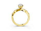 Yellow gold Marquise Cut Solitaire Diamond with Side Stones on Criss-Cross Band and Four-Prong Setting_28