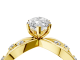 Yellow gold Marquise Cut Solitaire Diamond with Side Stones on Criss-Cross Band and Four-Prong Setting_29