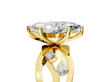 Yellow gold Marquise Cut Solitaire Diamond with Side Stones on Criss-Cross Band and Four-Prong Setting_30