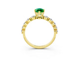 Yellow gold Marquise Cut Solitaire Emerald Ring with Pave Band and Four-Prong Setting_3