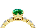Yellow gold Marquise Cut Solitaire Emerald Ring with Pave Band and Four-Prong Setting_4