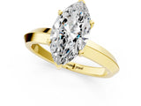 Yellow gold Marquise Cut Solitaire Engagement Ring with Flat Band and Four-Prong Setting 1