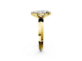 Yellow gold Marquise Cut Solitaire Engagement Ring with Flat Band and Four-Prong Setting 2
