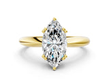 Yellow gold Marquise Cut Solitaire Engagement Ring with Tapered Band and Four-Prong Setting 1