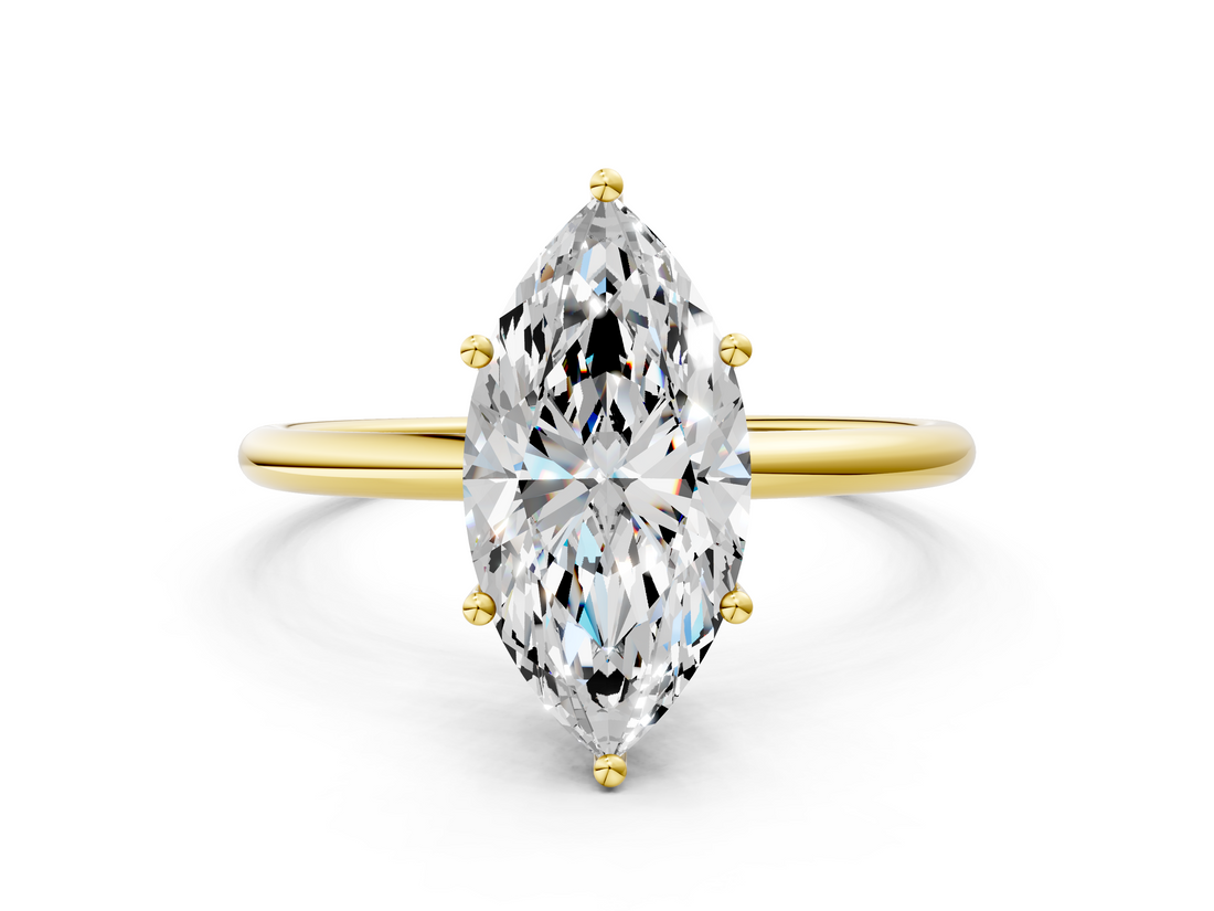 Yellow gold Marquise Cut Solitaire Engagement Ring with Thin Band and Four-Prong Setting_3