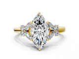 Yellow gold Marquise Cut Solitaire Floral Diamond Ring with Four-Prong Setting_54