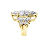Yellow gold Marquise Cut Solitaire Floral Diamond Ring with Four-Prong Setting_59