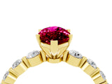 Yellow gold Marquise Cut Solitaire Garnet Ring with Pave Band and Four-Prong Setting_4