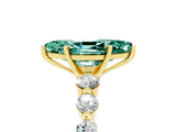 Yellow gold Marquise Cut Solitaire Green Sapphire Ring with Pave Band and Four-Prong Setting_5