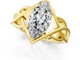 Yellow gold Marquise Cut Solitaire Intertwined Band Prong Setting Ring_17