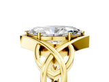 Yellow gold Marquise Cut Solitaire Intertwined Band Prong Setting Ring_21