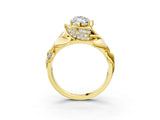 Yellow gold Marquise Cut Solitaire Leaf-Inspired Engagement Ring with Prong Setting_18