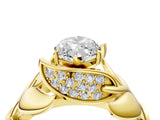 Yellow gold Marquise Cut Solitaire Leaf-Inspired Engagement Ring with Prong Setting_19