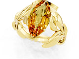 Yellow gold Marquise Cut Solitaire Leaf-Inspired Engagement Ring with Prong Setting_1