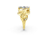 Yellow gold Marquise Cut Solitaire Leaf-Inspired Engagement Ring with Prong Setting_2