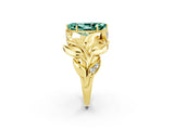 Yellow gold Marquise Cut Solitaire Leaf-Inspired Engagement Ring with Prong Setting_2