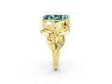 Yellow gold Marquise Cut Solitaire Leaf-Inspired Engagement Ring with Prong Setting_2
