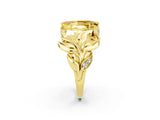 Yellow gold Marquise Cut Solitaire Leaf-Inspired Engagement Ring with Prong Setting_2