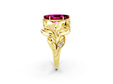 Yellow gold Marquise Cut Solitaire Leaf-Inspired Engagement Ring with Prong Setting_2