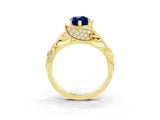 Yellow gold Marquise Cut Solitaire Leaf-Inspired Engagement Ring with Prong Setting_3