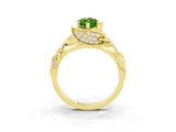 Yellow gold Marquise Cut Solitaire Leaf-Inspired Engagement Ring with Prong Setting_3