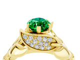 Yellow gold Marquise Cut Solitaire Leaf-Inspired Engagement Ring with Prong Setting_4