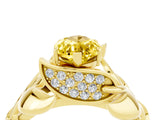 Yellow gold Marquise Cut Solitaire Leaf-Inspired Engagement Ring with Prong Setting_4