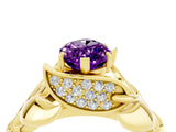 Yellow gold Marquise Cut Solitaire Leaf-Inspired Engagement Ring with Prong Setting_4