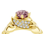 Yellow gold Marquise Cut Solitaire Leaf-Inspired Engagement Ring with Prong Setting_4