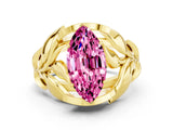 Yellow gold Marquise Cut Solitaire Leaf-Inspired Engagement Ring with Prong Setting