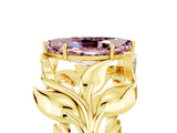Yellow gold Marquise Cut Solitaire Leaf-Inspired Engagement Ring with Prong Setting_5