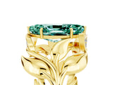 Yellow gold Marquise Cut Solitaire Leaf-Inspired Engagement Ring with Prong Setting_5