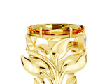 Yellow gold Marquise Cut Solitaire Leaf-Inspired Engagement Ring with Prong Setting_5