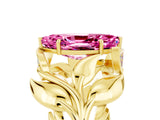 Yellow gold Marquise Cut Solitaire Leaf-Inspired Engagement Ring with Prong Setting_5