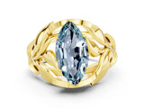 Yellow gold Marquise Cut Solitaire Leaf-Inspired Engagement Ring with Prong Setting