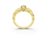 Yellow gold Marquise Cut Solitaire Moissanite Leaf-Inspired Vine Band Ring with Prong Setting_3