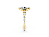 Yellow gold Marquise Cut Solitaire Moissanite Ring with Pave Band and Four-Prong Setting_2
