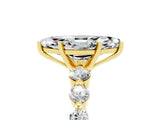 Yellow gold Marquise Cut Solitaire Moissanite Ring with Pave Band and Four-Prong Setting_5