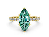 Yellow gold Marquise Cut Solitaire Pave Diamond Engagement Ring with Four-Prong Setting