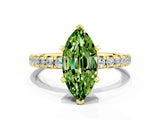 Yellow gold Marquise Cut Solitaire Pave Diamond Engagement Ring with Four-Prong Setting