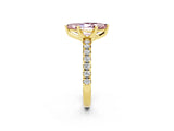 Yellow gold Marquise Cut Solitaire Pave Diamond Engagement Ring with Four-Prong Setting_2