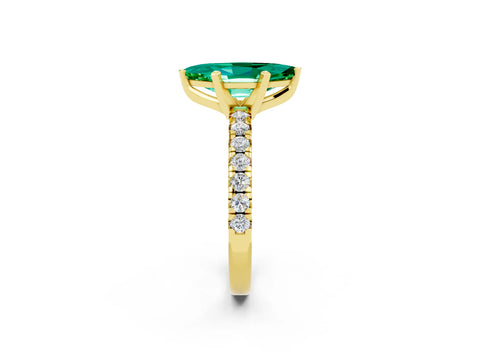 Yellow gold Marquise Cut Solitaire Pave Diamond Engagement Ring with Four-Prong Setting_2