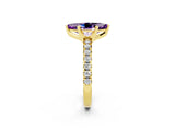 Yellow gold Marquise Cut Solitaire Pave Diamond Engagement Ring with Four-Prong Setting_2